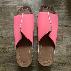 Pink Women's Slide Wedge Sandals